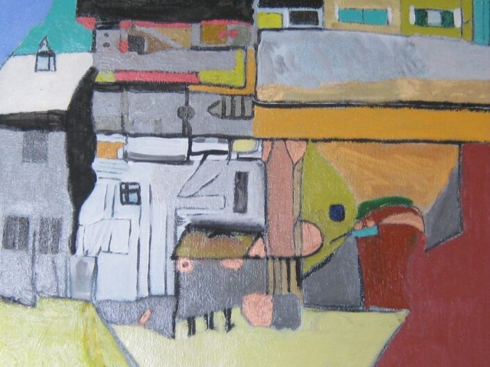 Paysage urbain d’après Schiele - Pastel sur toile - 54cmx75cm