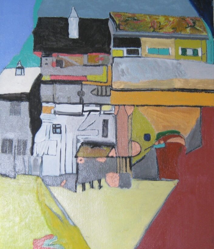 Paysage urbain d’après Schiele - Pastel sur toile - 54cmx75cm