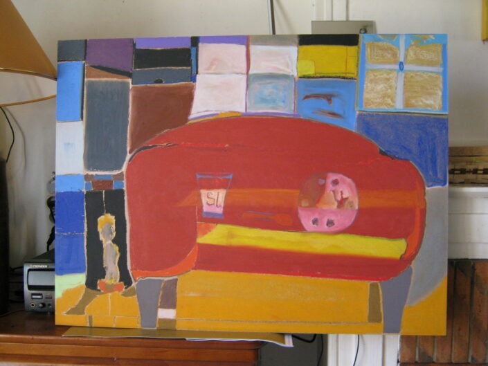 La table rouge - Pastel sur papier - 76cmx58cm